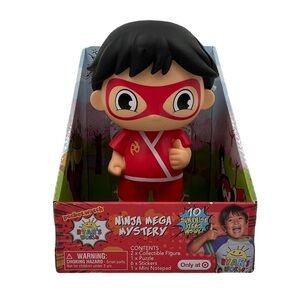 NWT Ryan's World Ninja Mega Mystery Coin Bank Figurine With 10 Surprise Items